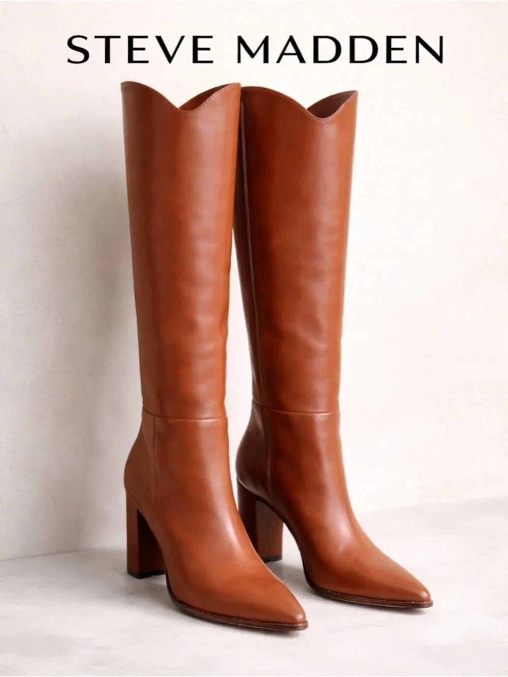 Steve Madden Cognac Over-the-Knee Leather Boots